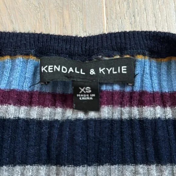 PacSun Kendall & Kylie Long Sleeve Off Shoulder Striped - Picture 2 of 3